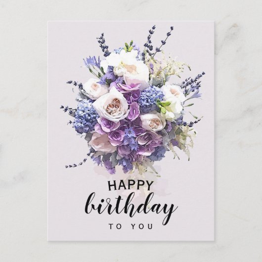 Carte Postale Bouquet Vintage | Calligraphie d'anniversaire pers (Devant)