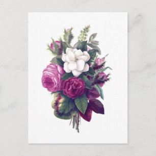 Carte Postale Bouquet vintage de fleurs violettes et blanches