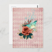 Carte Postale Bouquet vintage Luna Moth (Devant / Derrière)