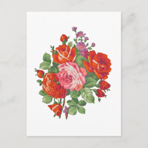 Carte Postale Bouquet vintage rose