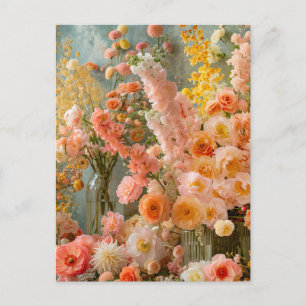 Carte Postale Bouquets de renoncules pastel, de freesias et de d