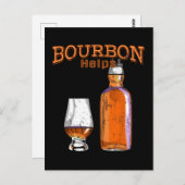 Carte Postale Bourbon aide à boire de l'alcool amusant (Devant / Derrière)