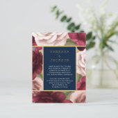 Carte Postale Bourgogne et Faire-part de mariage bleu marine (Debout devant)