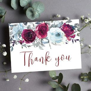 Carte Postale Bourgogne Floral moderne Merci Mariage
