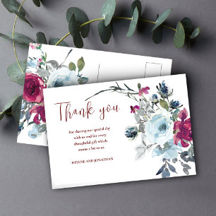 Carte Postale Bourgogne Floral Russe Mariage Merci