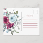 Carte Postale Bourgogne Floral Russe Mariage Merci (Dos)