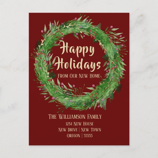 Carte Postale Bourgogne | Marsala New Home Happy Holiday Postcar (Devant)