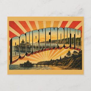 Carte Postale Bournemouth Angleterre Art de voyage vintage côtie
