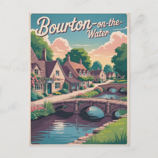 Carte Postale Bourton sur l'eau vintage (Devant)