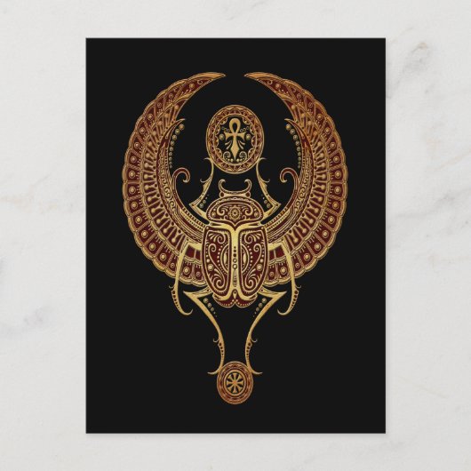 Carte Postale Bousier égyptien à ailes rouges avec coléoptère no (Devant)