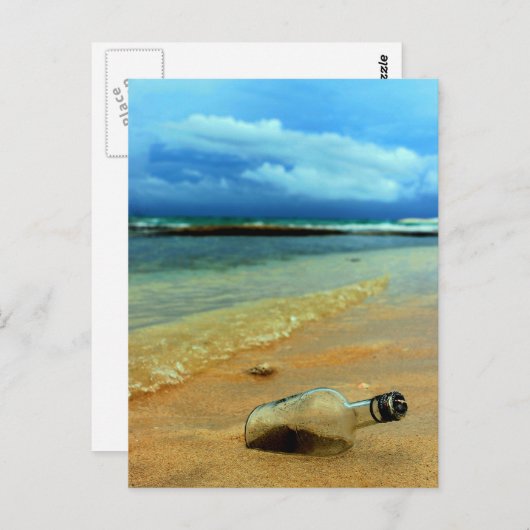 Carte Postale bouteille à la mer (Devant / Derrière)
