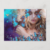 CARTE POSTALE BOUTEILLE BLEUE EN PARKLES OR VERT TURQUOISE (Devant)