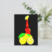 Carte Postale Bouteille de bière et citrons (Debout devant)