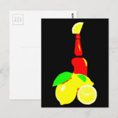 Carte Postale Bouteille de bière et citrons (Devant / Derrière)