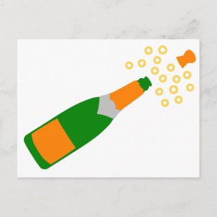 Carte Postale Bouteille de champagne et bouchon qui saute