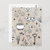 Carte Postale Bouteille de chatte-papillon de Doodle touches de (Devant / Derrière)