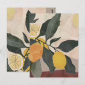 Carte Postale Bouteille de citron avec Artwork de fruits Abstrai (Devant / Derrière)