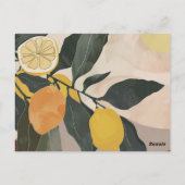 Carte Postale Bouteille de citron avec Artwork de fruits Abstrai (Dos)