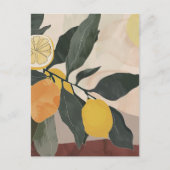 Carte Postale Bouteille de citron avec Artwork de fruits Abstrai (Devant)