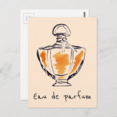 Carte Postale Bouteille de parfum aquarelle mode Eau de parfum (Devant / Derrière)