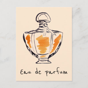 Carte Postale Bouteille de parfum aquarelle mode Eau de parfum