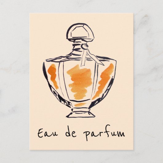 Carte Postale Bouteille de parfum aquarelle mode Eau de parfum (Devant)