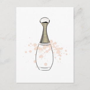 Carte Postale Bouteille de parfum beige doré