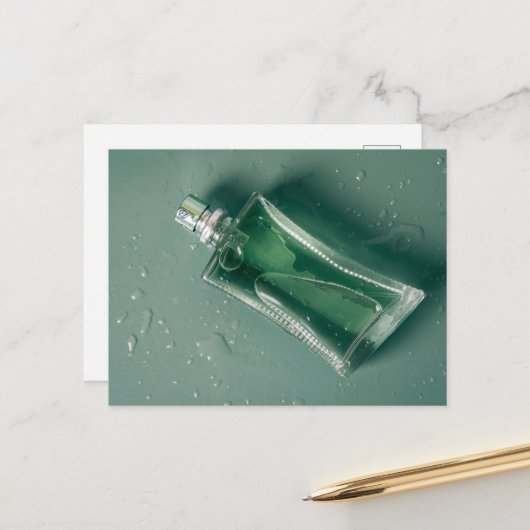 Carte Postale Bouteille de parfum de mode (Devant/Arrière en situation)