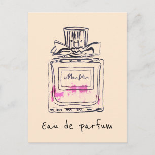 Carte Postale Bouteille de parfum mode aquarelle eau de parfum