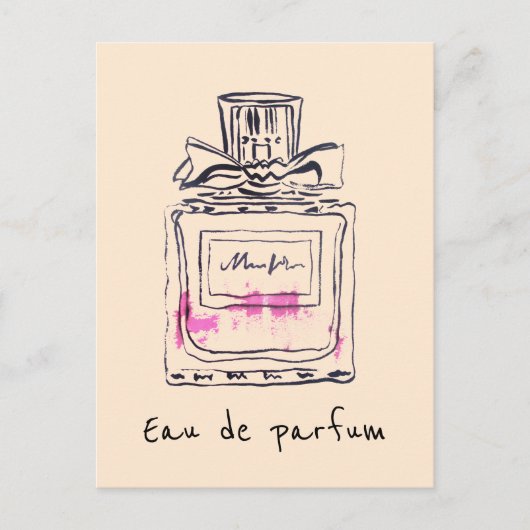Carte Postale Bouteille de parfum mode aquarelle eau de parfum (Devant)