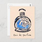 Carte Postale Bouteille de parfum mode aquarelle eau de parfum (Devant / Derrière)