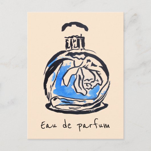 Carte Postale Bouteille de parfum mode aquarelle eau de parfum (Devant)