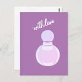 Carte Postale Bouteille de parfum pourpre (Devant / Derrière)