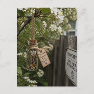 Carte Postale Bouteille de protection herboriste dans un arbre s