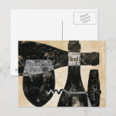 Carte Postale Bouteille de vin et verre (Devant / Derrière)