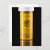 Carte Postale Bouteille d'ordonnance avec billet de cent dollars (Devant / Derrière)