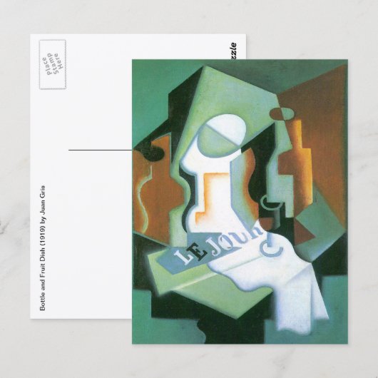 Carte Postale Bouteille et Compotier de Juan Gris, Cubisme Vinta (Devant / Derrière)
