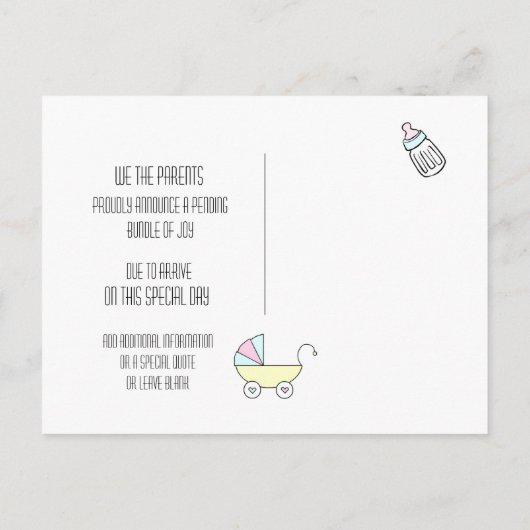 Carte postale Bouteille pour bébé (Dos)