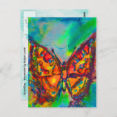 CARTE POSTALE BOUTEILLE ROUGE EN PARKLES D'OR TURQUOISE VERT BLE (Devant / Derrière)