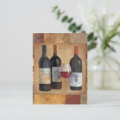 Carte Postale Bouteilles à vin avec verre (Debout devant)