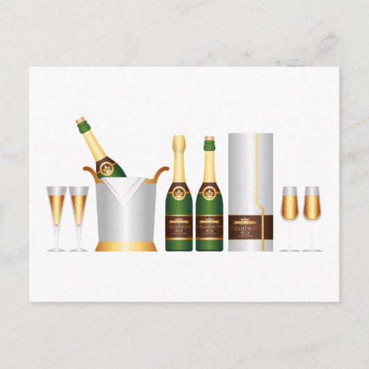 Carte Postale bouteilles de champagne (Devant)