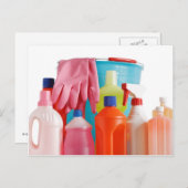 Carte Postale bouteilles de détergent et seau (Devant / Derrière)