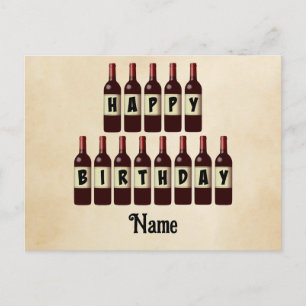 Carte Postale Bouteilles de vin rouge personnalisées Joyeux Anni