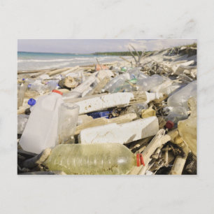 Carte Postale Bouteilles en plastique et déversement océanique s