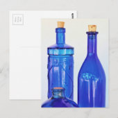Carte Postale Bouteilles en verre bleu (Devant / Derrière)