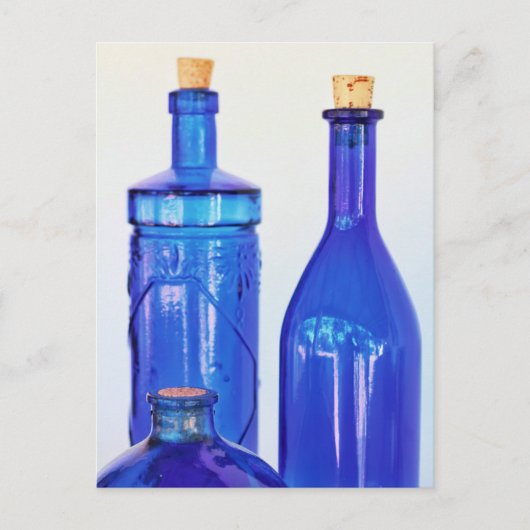 Carte Postale Bouteilles en verre bleu (Devant)
