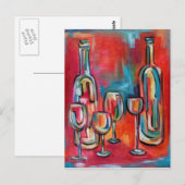 Carte Postale Bouteilles et verres modernes Abstraits (Devant / Derrière)