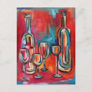 Carte Postale Bouteilles et verres modernes Abstraits