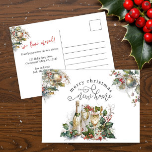 Carte Postale Bouteilles qui sautent Noël Déménagement Nouvelle
