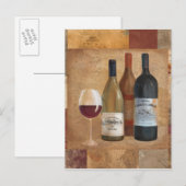 Carte Postale Bouteilles vintages et Verre à vin (Devant / Derrière)